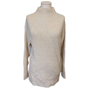 RW&CO Women's Cream Off White Knit Long Sleeve Sweater Cozy Neutral Mock Neck L